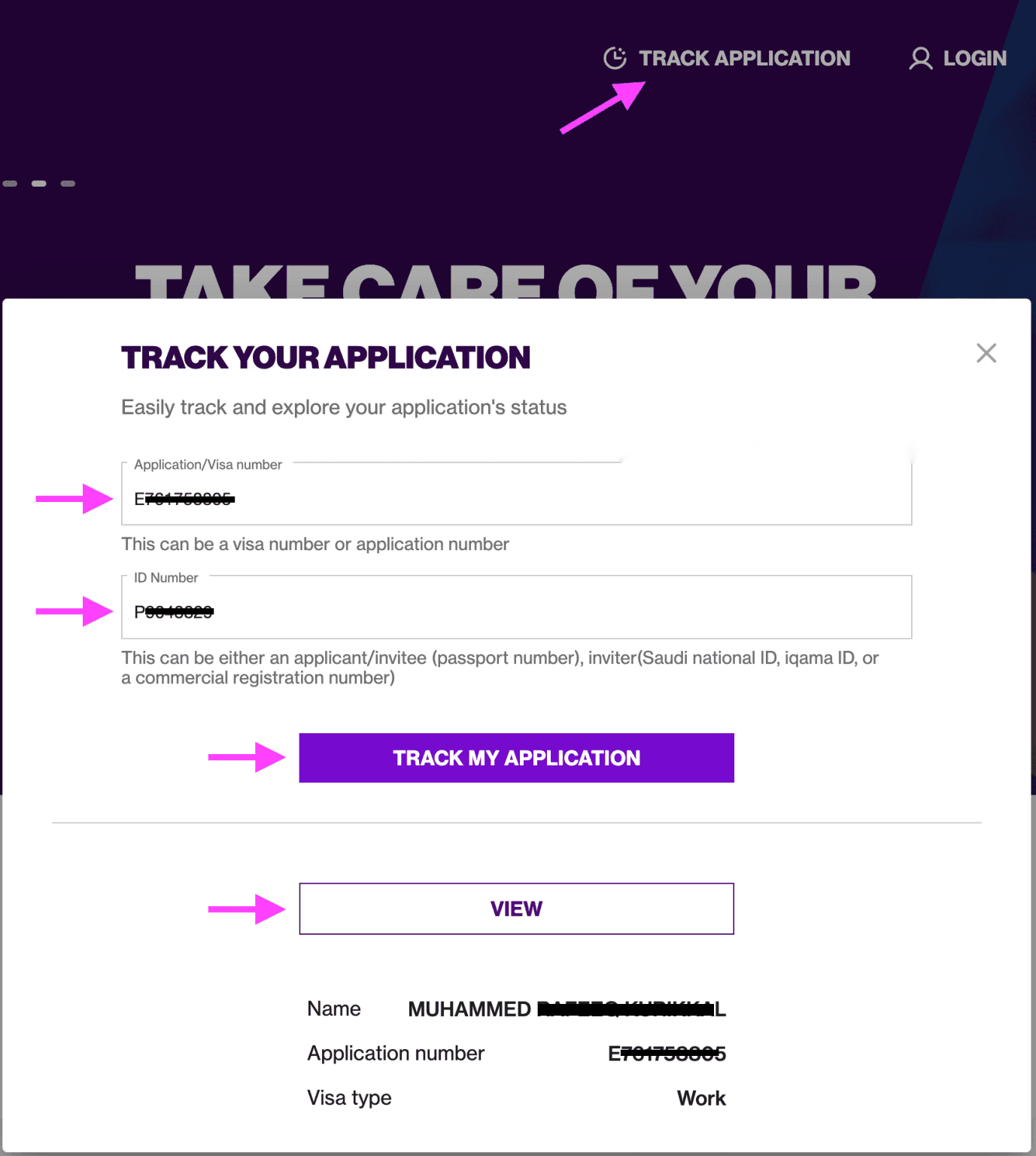 saudi work visa stamping status check