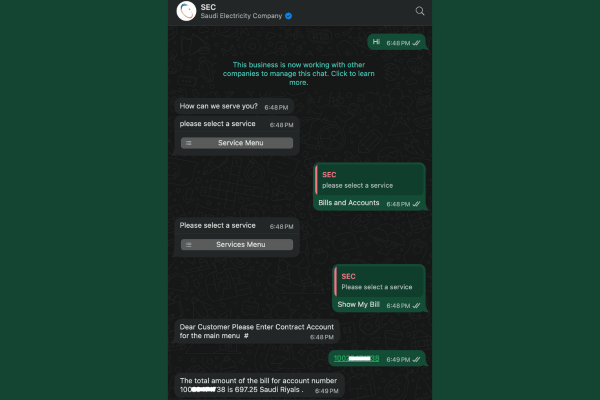 SEC Bill Check Through WhatsApp