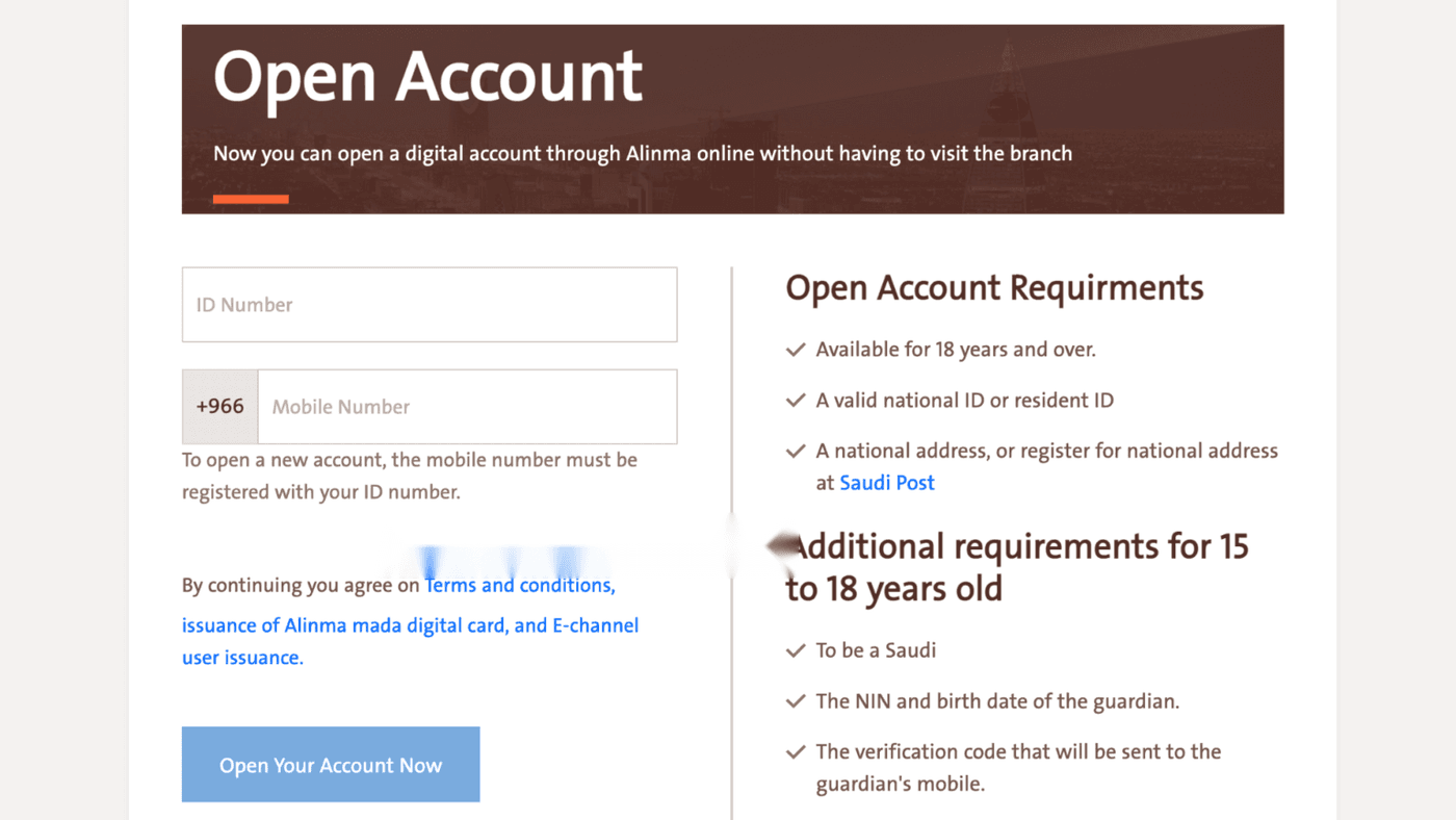 alinma bank open account, alinma account opening online